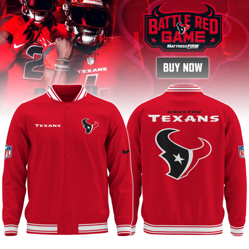 Unisex Battle Red Game Texans Baseball Jacket