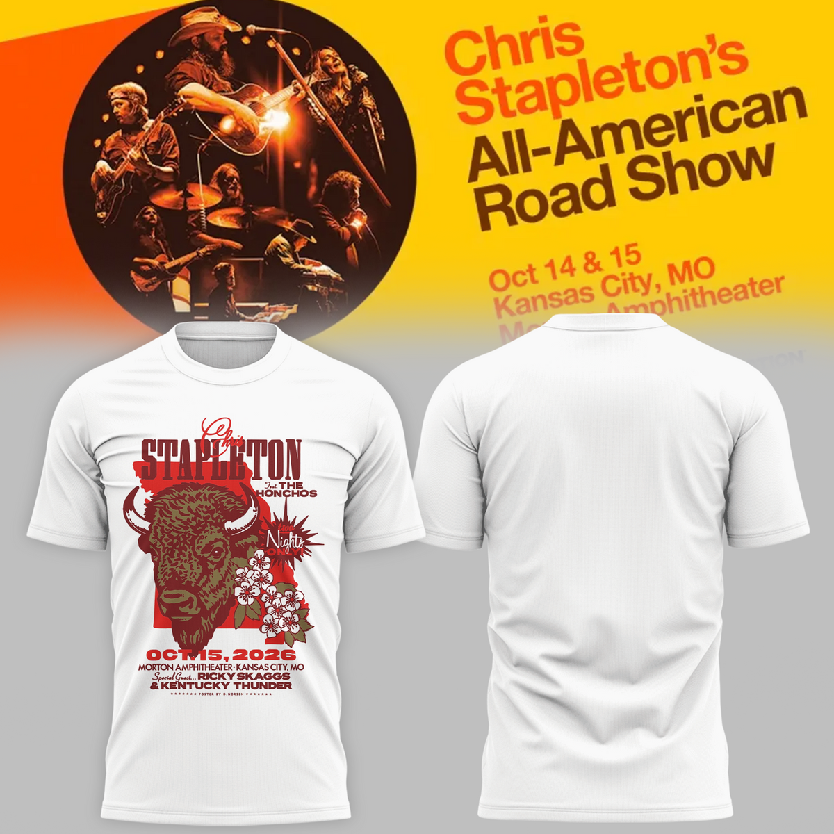 Chris Stapleton Kansas City MO 2026 Night 2 Event Poster At Morton Amphitheater Oct 15 2026 Unisex T-Shirt
