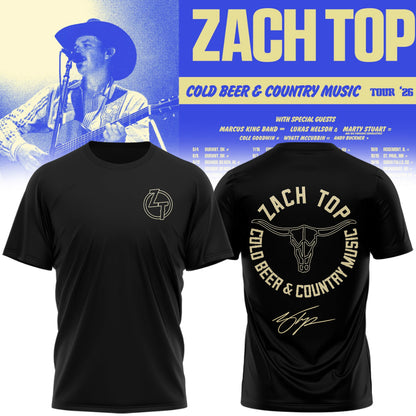 Zach Top “Cold Beer & Country Music Tour 2026” Signature Limited Edition – Tshirt