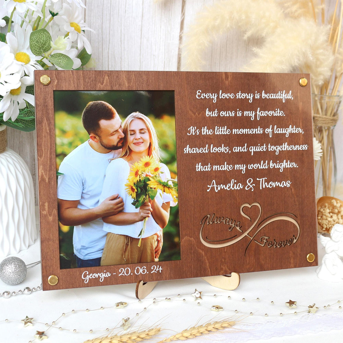 Personalized Picture Frame Custom Photo Frame With Your Favorite Quote or Message Unique Gift for Anniversary, Wedding Decor, Valentines Day