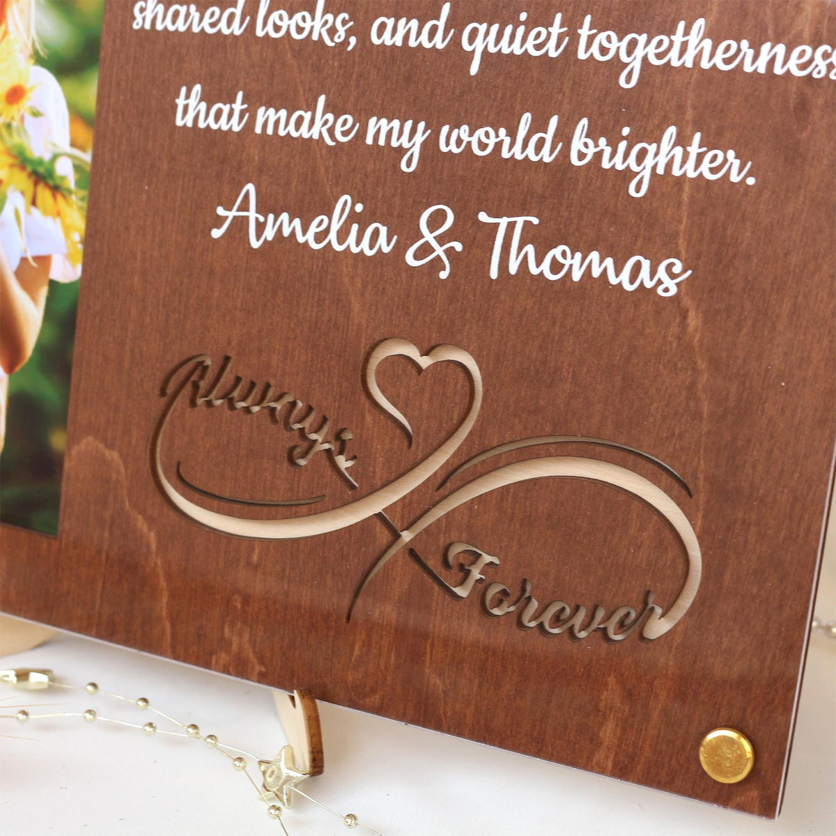 Personalized Picture Frame Custom Photo Frame With Your Favorite Quote or Message Unique Gift for Anniversary, Wedding Decor, Valentines Day