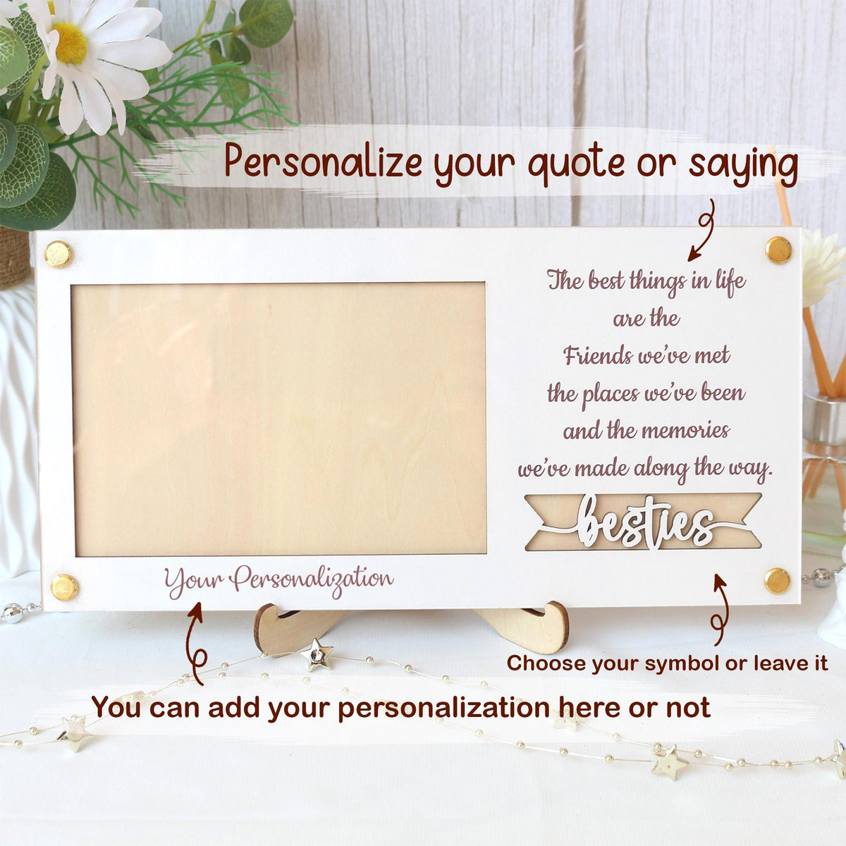 Personalized Picture Frame Custom Photo Frame With Your Favorite Quote or Message Unique Gift for Friends, Birthday Gifts