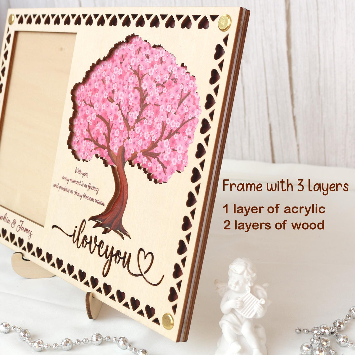 Picture Frame Personalized Photo Frame With Your Favorite Quote or Message Unique Gift for Anniversary, Wedding Decor, Valentines Day