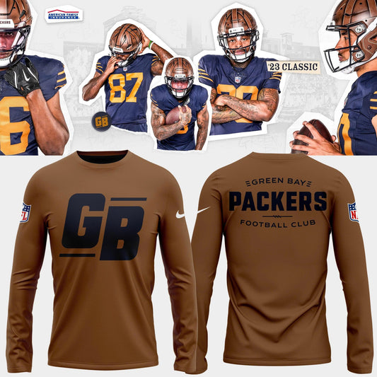 Packers 23 Classic Sideline Logo Long Sleeve Shirt - Brown