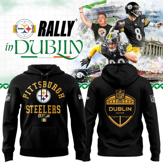 Pittsburgh Steelers 2025 Ireland game Hoodie - Black