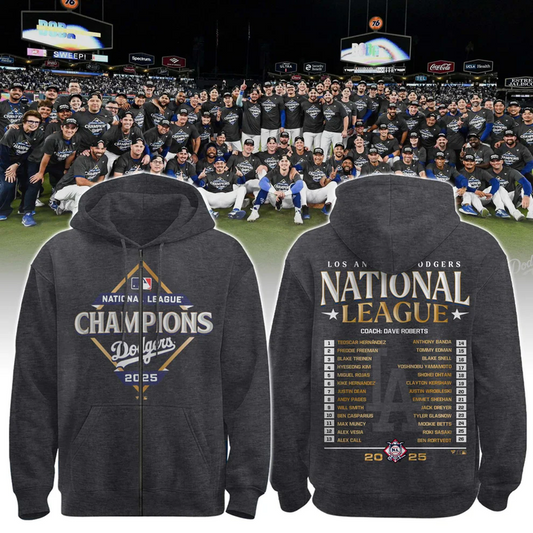 2025 Los Angeles Dodgers NATIONAL LEAGUE CHAMPIONS 2025 Zip Hoodie