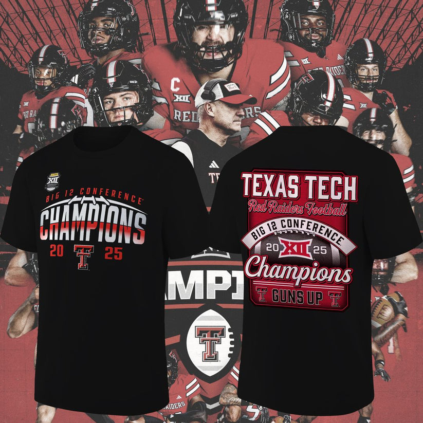 Texas Tech Red Raiders 2025 CHAMPIONS Big12 Football Combo T-shirt