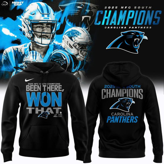 Official Carolina Panthers 2025 NFC South Division Champions "Been There Won That" Hoodie - Black (Updated Version)