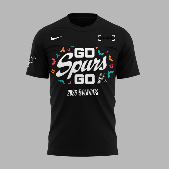 03.San Antonio Spurs " Go Spurs Go " 2026 Playoffs T-Shirt - Black