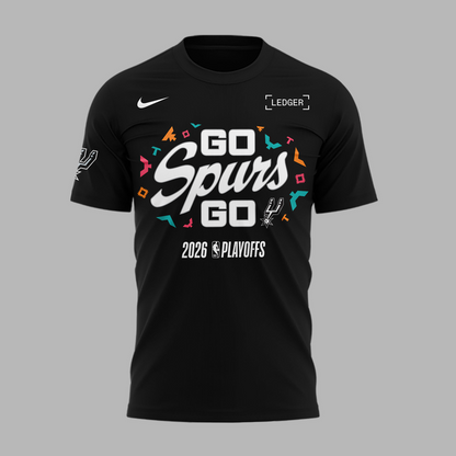 03.San Antonio Spurs " Go Spurs Go " 2026 Playoffs T-Shirt - Black