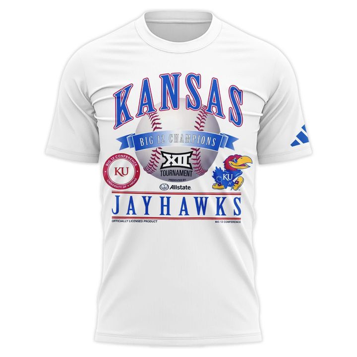 Kansas Jayhawks White 2026 Big 12 Baseball Tournament Champions Locker Room T-Shirt V2