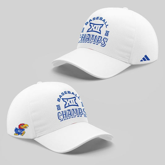 Kansas Jayhawks 2026 Big 12 Baseball Tournament Champs 9FORTY Adjustable Hat - White