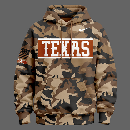 Camo Texas Longhorns 2026 Military Appreciation Sideline Dri-FIT Hoodie