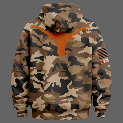 Camo Texas Longhorns 2026 Military Appreciation Sideline Dri-FIT Hoodie