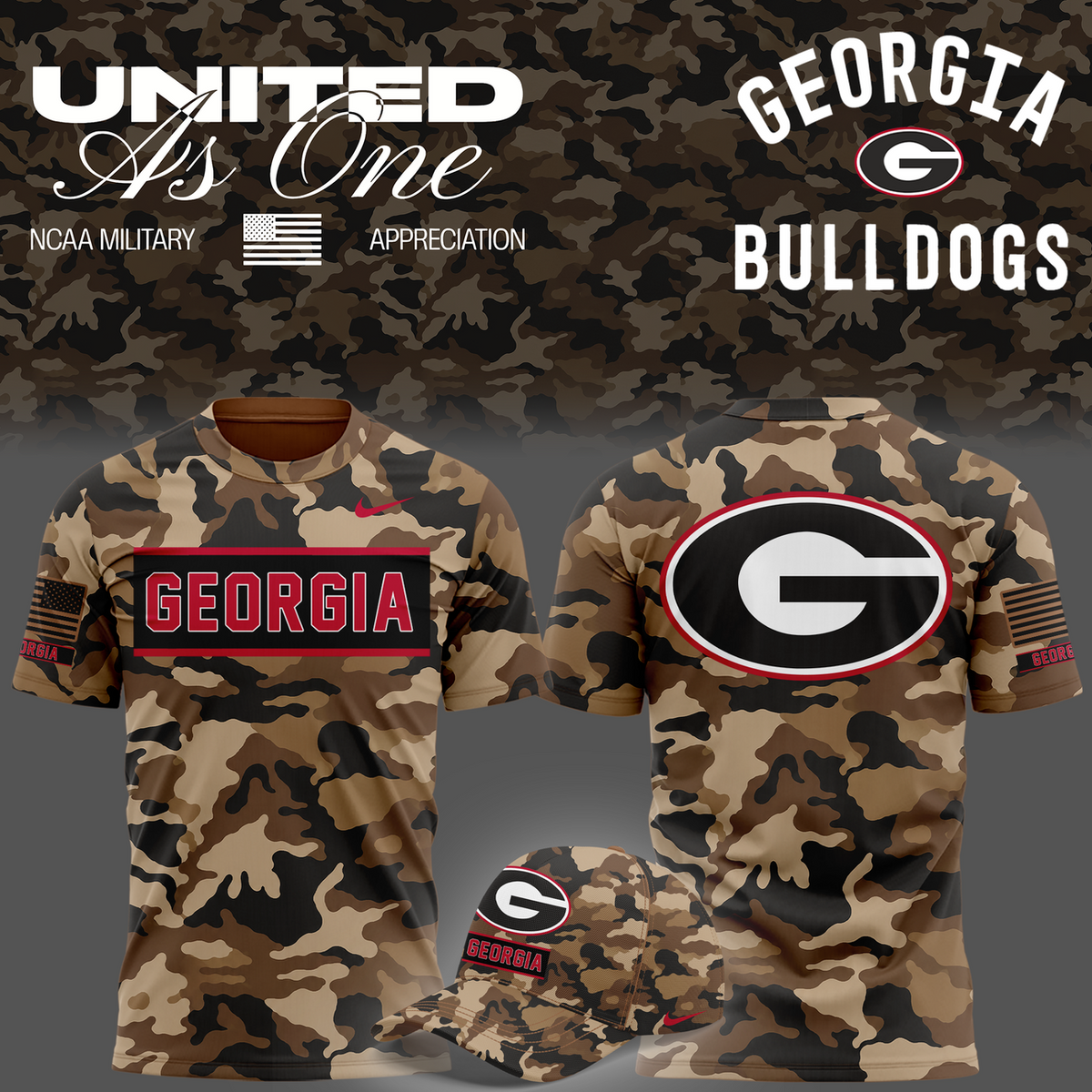 Camo Georgia Bulldogs 2026 Military Appreciation Sideline Dri-FIT T-shirt