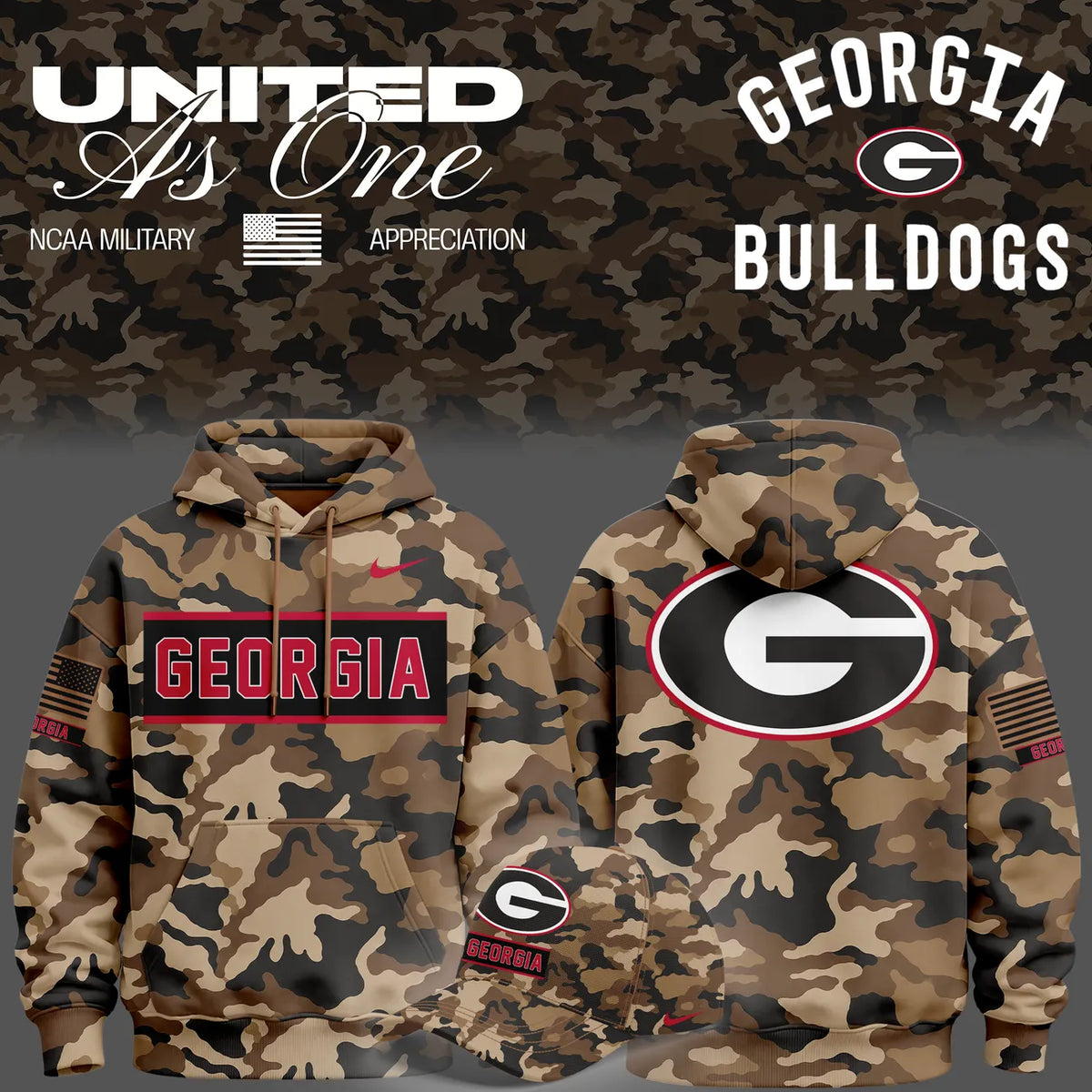 Camo Georgia Bulldogs 2026 Military Appreciation Sideline Dri-FIT Hoodie