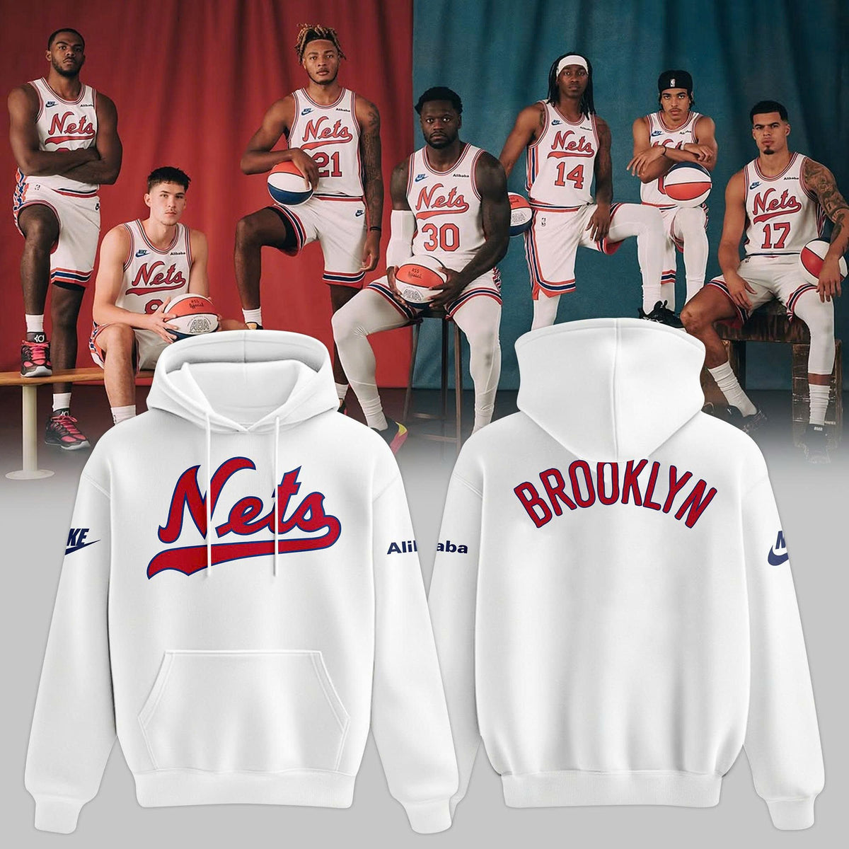 Brooklyn Nets Vintage Hoodie - White Nike 2026/27