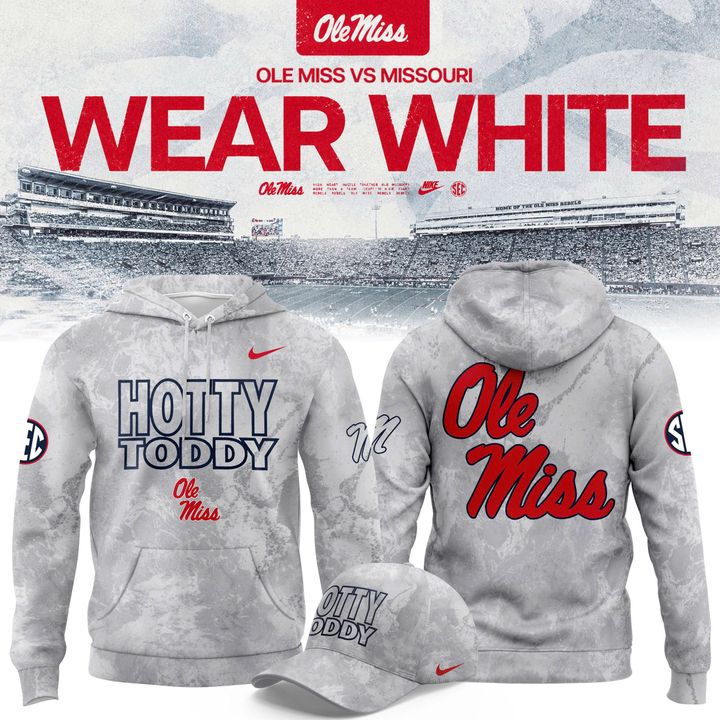 Ole Miss Rebels Wear White Graphic Hoodie – Gray Camo