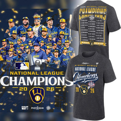 Limited Edition 2026 Milwaukee Brewers National League Champions Locker Room T-Shirt