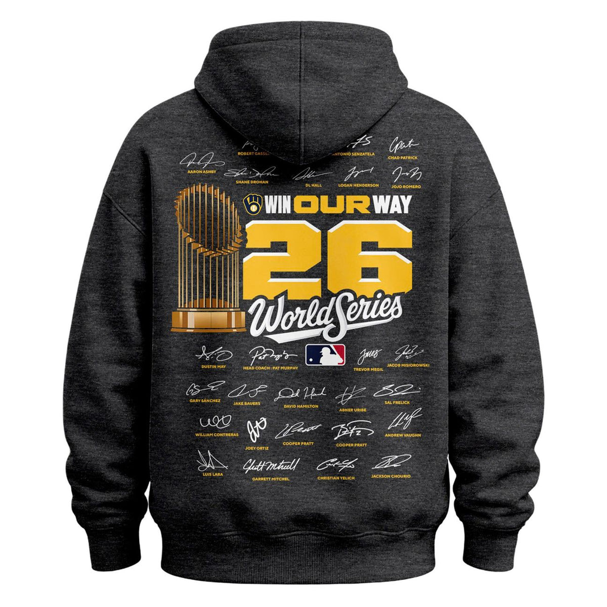 Men’s Milwaukee Brewers Heather Charcoal 2026 National League Champions Hoodie – Updated Version