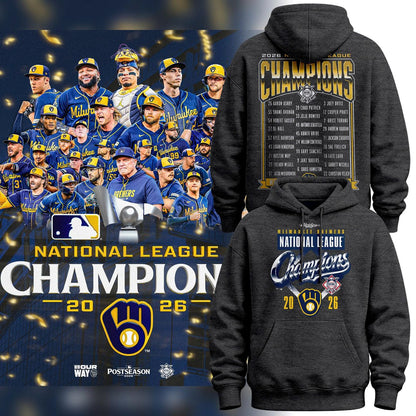 Limited Edition Hoodie Milwaukee Brewers 2026 National League Champions Locker Room