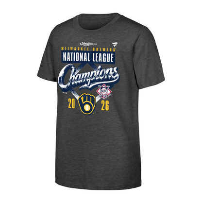 Milwaukee Brewers Fanatics 2026 National League Champions T-Shirt - Heather Charcoal