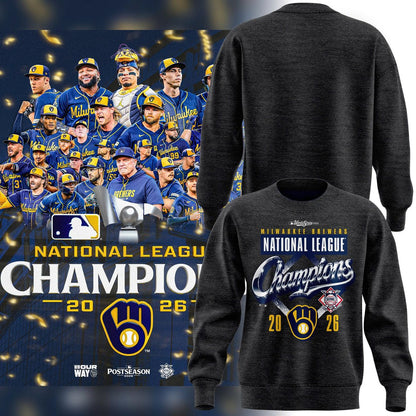 Limited Edition Sweatshirt Milwaukee Brewers 2026 National League Champions Locker Room.