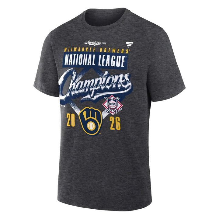 05.Milwaukee Brewers Fanatics 2026 National League Champions T-Shirt - Heather Charcoal