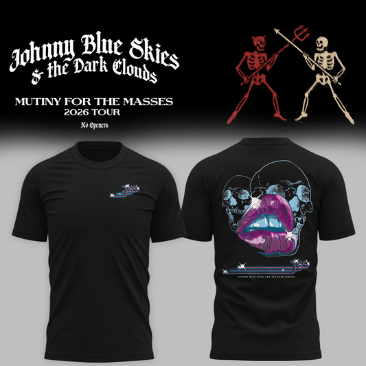 Johnny Blue Neon Gloss Skulls - Mutiny for the Masses 2026 Tour T-Shirt