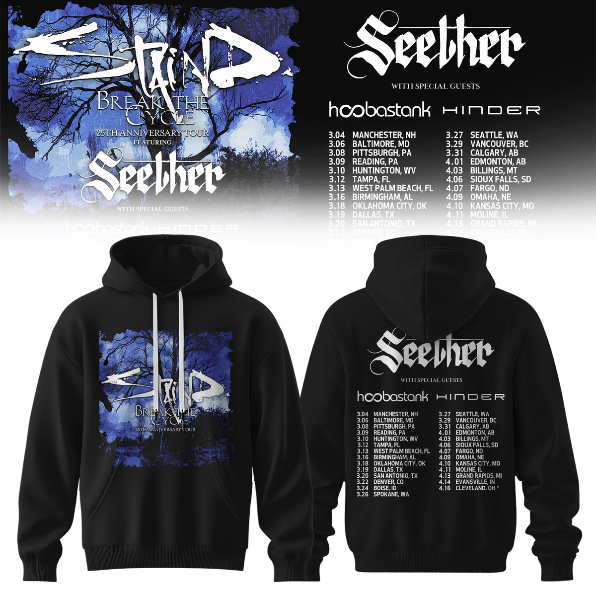 Staind and Seether Break The Cycle Tour Hoodie