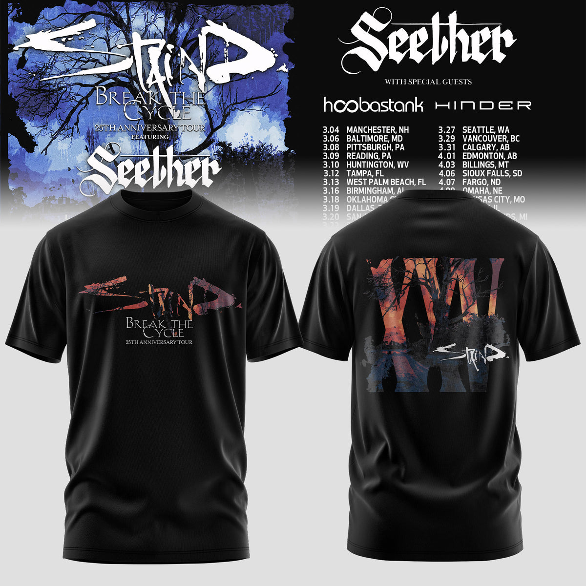 Staind and Seether Break The Cycle Tour T-Shirt