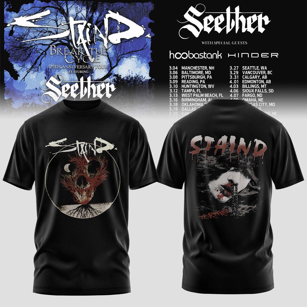 Staind and Seether Break The Cycle Tour T-Shirt