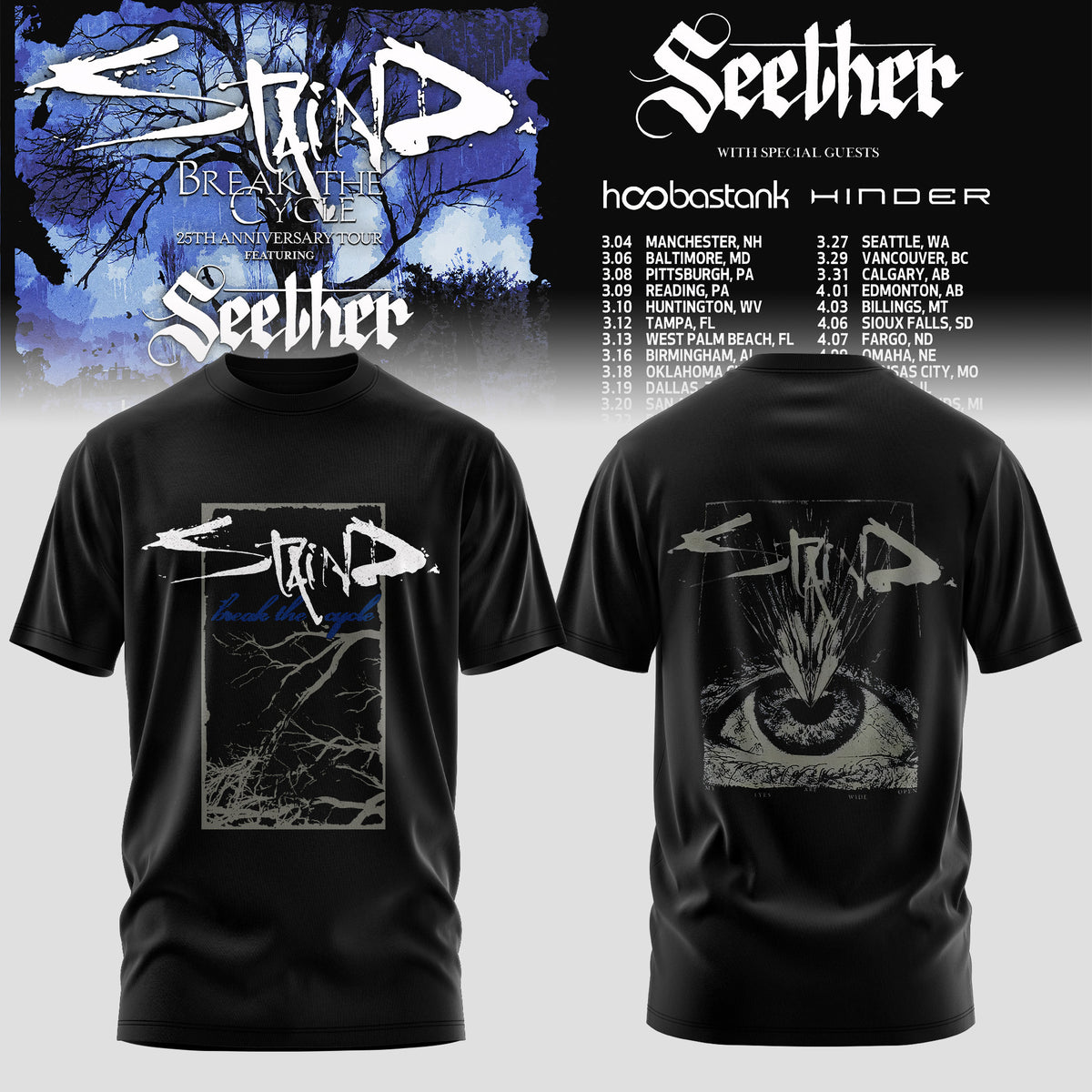 Staind and Seether Break The Cycle Tour T-Shirt