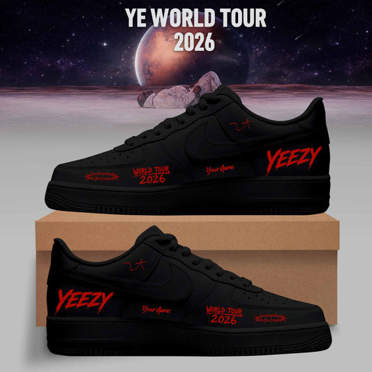 World Tour 2026 Personalized 3D Custom Sneakers – All Black Edition