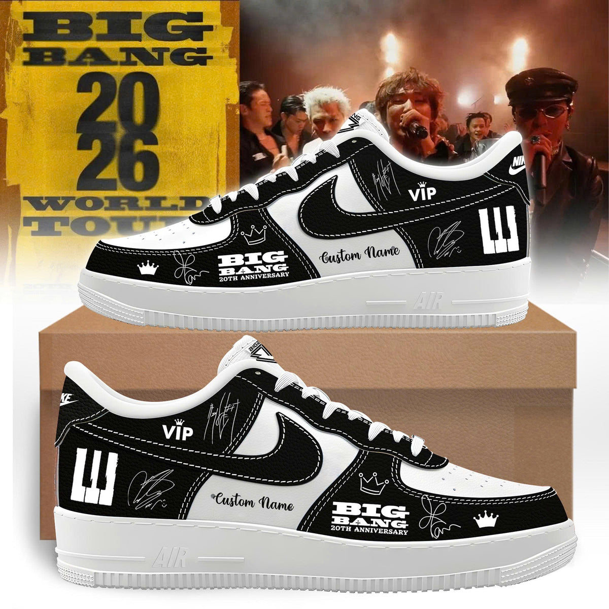 BigBang 20th Anniversary World Tour ’26 Custom Name H34 Black Shoes v2